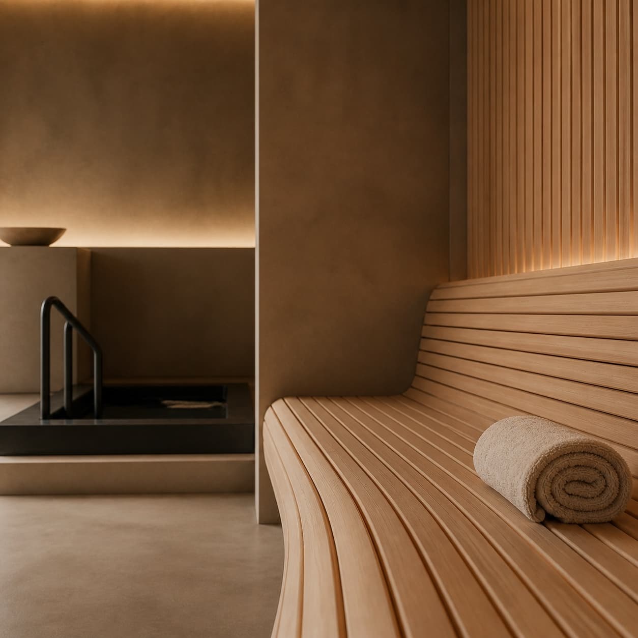 Houten sauna en herstelruimte van Bambu Club